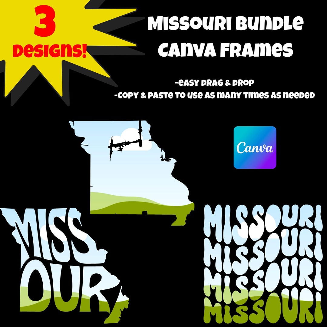 Missouri Canva Frames | 3 Different Frame Designs (wavy Words, Word ...