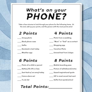 Icebreaker Game, Printable Whats On Your Phone Game, Phone Trivia Game, Office Party Game, Trivia Icebreaker Game, Easy Party Starter Game