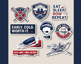 Rowing Stickers Set Coxswain Gift Ideas For Crew Rowing Patch Decals For Rowing Gear Rowing Decor Stickers Gift For Rowers and Rowing Senior