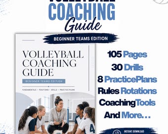 Beginner Volleyball Coaching Guide Sports Coaching Guide & Volleyball Coach Gift Printable Volleyball Drills Youth Volleyball Practice Plans
