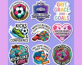 Soccer Girl Sticker Pack Motivational Soccer Stickers for Girls Youth Soccer Team Gift Athlete Inspirational Female Player Equipment