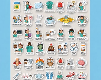 Funny Nurse Sticker Pack Miniature Medical Humor Stickers for Nurses Nursing Student Gift Ideas 40 Pack Decal Set RN CNA Staff Night Shift