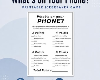 Whats on Your Phone Icebreaker Game for Adults and Teen Conversation Starter Phone Scavenger Hunt Game Printable For Team Building & Parties
