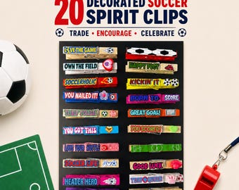 Soccer Spirit Clips Clothespins Swap for Tournament Favors & Soccer Team Gift Ideas Motivational Encouraging Pins Soccer Gifts Bag Clips Set