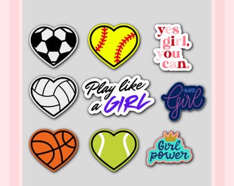 Girls Sports Sticker Pack Female Athlete Gift Water Resistant Sports Stickers for Soccer Softball Basketball Volleyball Tennis Decals Task