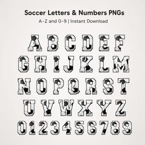 Soccer Alphabet Png Soccer Ball Pattern Letters And Numbers Soccer Alphabet Clipart for Soccer Team Gifts & Party Decorations Soccer Pattern