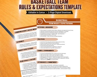 Basketball Team Rules & Expectations Template Coach Parent Agreement Form Basketball Player Expectations Template Editable Canva Download