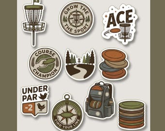 Disc Golf Sticker Pack Die Cut Disc Golf Gear Decals Gift For Disc Golf Players Sports Decal for Water Bottles Outdoor Gear & Frisbee Golf