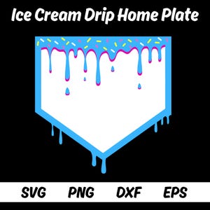 Ice Cream Drip Baseball Home Plate SVG, Home Plate Ice Cream Drip SVG, Drippy Baseball Drip SVG, Softball Home Plate Ice Cream Drip
