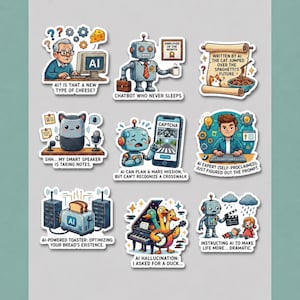 AI Sticker Pack for Developers Funny Tech Humor Stickers & Software Engineer Gift Ideas for Prompt Engineers Coders Artificial Intelligence