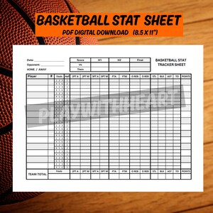 Basketball Stat Sheet for Coaches, Player Game Tracker, Team Stats and Performance, Printable Basketball Statistics Sheet | Digital Download