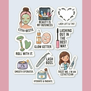 Esthetician Sticker Pack Lash Technician Stickers Skincare Artist Decals Beauty School Graduation Gift Cosmetology Decal Spa Decor