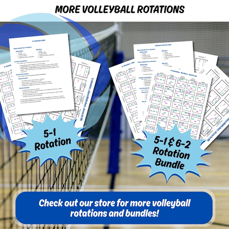 6-2 Volleyball Rotation Guide, Printable PDF Sheets, 3 Libero Options ...