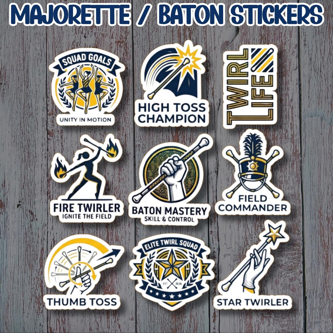 9 Baton Twirling Sticker Pack Majorette - Stickers/decals for Marching ...
