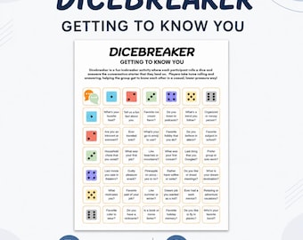 Printable Dicebreaker Get to Know You Dice Game For Team Building Icebreaker Game For Office Party Game Easy Party Starter Team Event