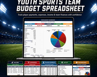 Youth Sports Team Budget Spreadsheet Player Payment Tracker Excel & Google Sheets Coach Team Manager Finance Planner Tool Instant Download
