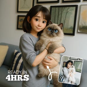 Loved One Portrait, Custom Pixar Style Portrait from Your Photo, Couple, Family, Personalized 3D Cartoon Character, Pet Gift, Disney Pixar