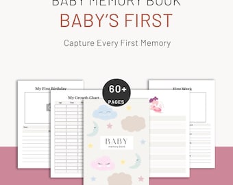 Minimalistisk babyminnesbok | 39-sidig utskrivbar minnesbok i PDF-format | Milstolpar, första minnen, brev | Babyjournal för direktnedladdning