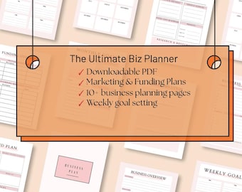 May include: The Ultimate Biz Planner, a downloadable PDF with marketing and funding plans, 10+ business planning pages, and weekly goal setting.