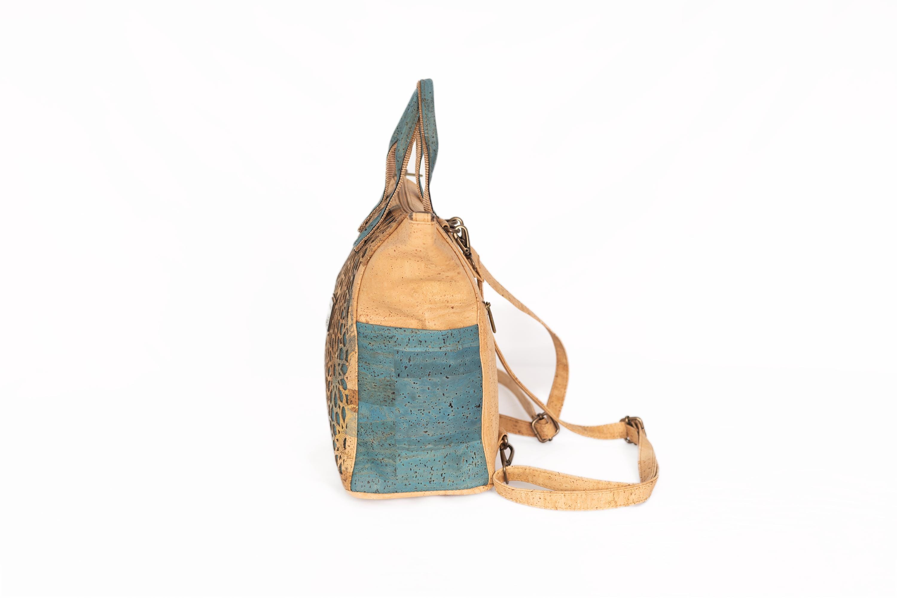 NWOT Boutique Portugal 100% Natural Cork Backpack Blue Geometric Tile Print d0c9201c6a204eb14e3179d2481728  main image 3