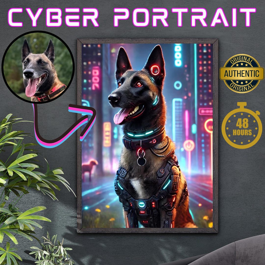 Cyberpunk Pet Portrait – Custom Digital Illustration – Unique ...