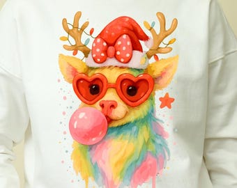 Coquette Reindeer PNG: Christmas Sublimation Design (Digital Download)
