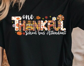Thankful School Bus Attendant PNG: Fall Thanksgiving Design (Digital Download)