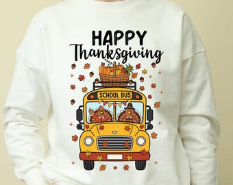 Thanksgiving School Bus PNG: Teacher Fall Sublimation Design (Digital Download)