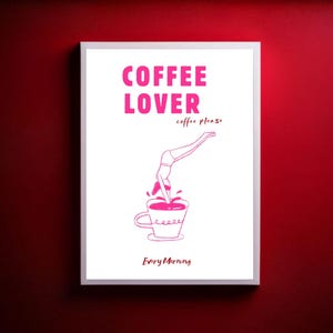 Coffee Diver Girl Poster Print| Good Morning Coffee Poster| Coffee Lover Gift| Coffee Station Wall Art| Trendy Kitchen Wall Art