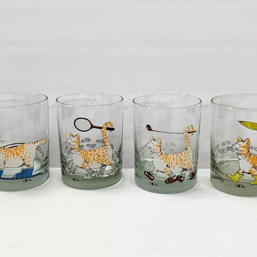 Cera Glasses Tobby retailer Cat Wearing Boots Four Season Set of 4 Vintage