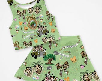 Disney Safari Activewear Set, Jungle Adventure OutfitSet, Kids Crop Top Skirt Set, Cartoon Safari Matching Outfit, Birthday Gift