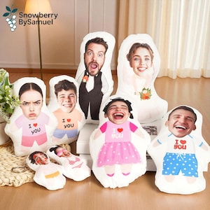 Custom Face Pillow Case, Personalized Humanoid Cushion, Funny Picture Pillow Gift, Unique Birthday or Wedding Gift for Couples