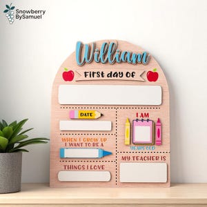 Customized First and Last Day of School Sign, Wooden Back to School Board, Kindergarten 1st Day Photo Prop