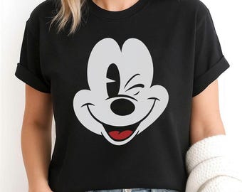 Retro Mickey Mouse Face Shirt, Cute Vintage Disney Tee for Disneyland Trip