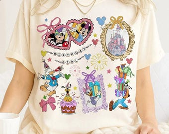 Retro Comfort Colors Disney Birthday Girl Shirt, Personalized Trip Tee, Mickey and Friends Birthday Squad Shirt