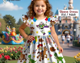 Toy Story Inspired Dress, Cowboy & Space Ranger Cartoon Dress, Family Matching Outfit, Theme Park Birthday Dress, Cute Character Dress