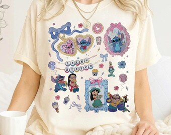 Coquette Bows Lilo and Stitch Shirt, Cute Angel & Stitch Aloha Tee, Retro Girly Summer Trip Shirt