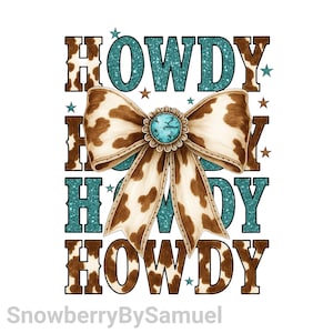 Western Coquette Howdy PNG, Turquoise Cowhide Design, Western Mama Sublimation Clipart