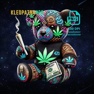 Streetwear Gangsta Hip Hop Teddy Bear 420, Graffiti Money Themed Streetwear Digital Download, Digital Design Trendy File Ideal for T-Shirts