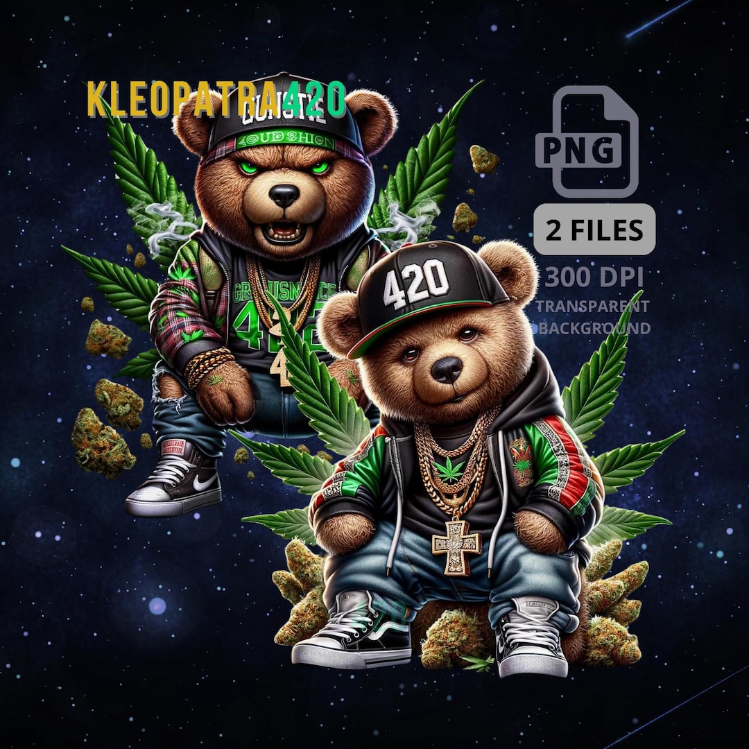 Teddy Bear Stoner Bundle 2 Pngs, 420 Themed, Marijuana Themed, Cannabis ...