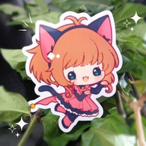 Pink Kitty Sakura Vinyl Sticker