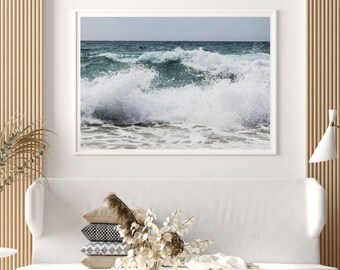 Light Blue Ocean Waves Print – Minimalist Coastal Wall Art | Soft Beach Wave Photography | Modern Sea Poster | Digital Printable Decor