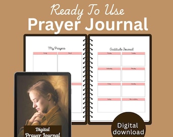 Digital Prayer Journal Printable for Women | Faith Planner Christian Digital Bible Journal Book | Daily Devotional | Prayer planner