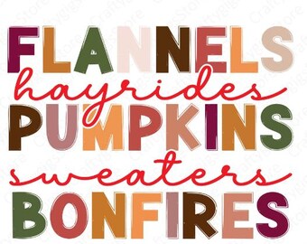 Flannels Hayrides Pumpkins svg, Png, Silhouette, Digital Download