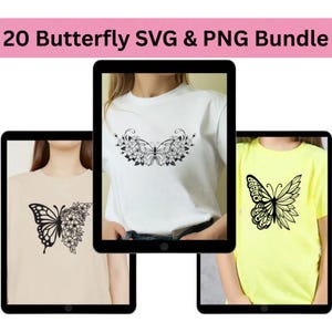 Floral butterfly svg, Butterfly Bundle SVG PNG Files, Butterfly png, Butterfly Files for Cricut, Butterfly Clipart, Butterfly design svg