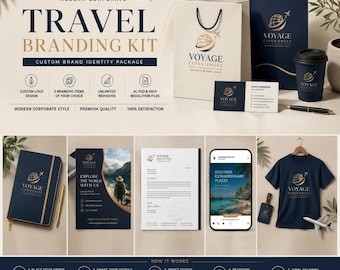 Custom Travel Branding Kit | Luxury Logo, Business Card & Social Media Design Service