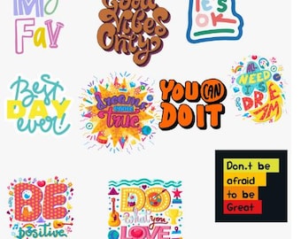 Pack of T-shirt stickers  pack of stickers for accessories  10-best quotes stickers  Digital Downloads
