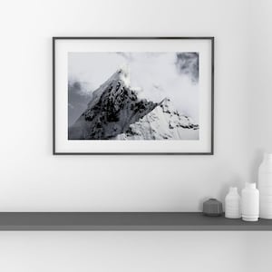 Mountain Peak Photography Print | Cloudy Mountain Digital Download | Minimalist Nature Wall Art | Printable Landscape Poster