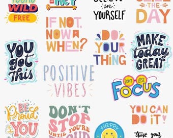 Pack of T-Shirt stickers || 15-quotes stickers || Stickers for prints || Digital Downloads
