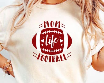 Brown White Modern Mom Life Football Quote T-Shirt  Brown White Modern Mom Life Football Svg  Digital Downloads